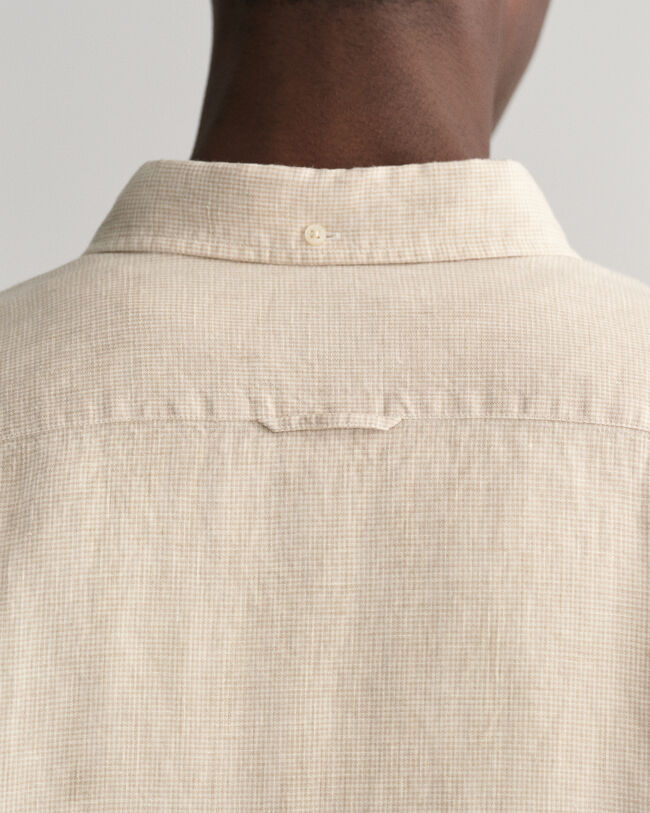 Chemise slim fit en lin &agrave; motif pied-de-poule