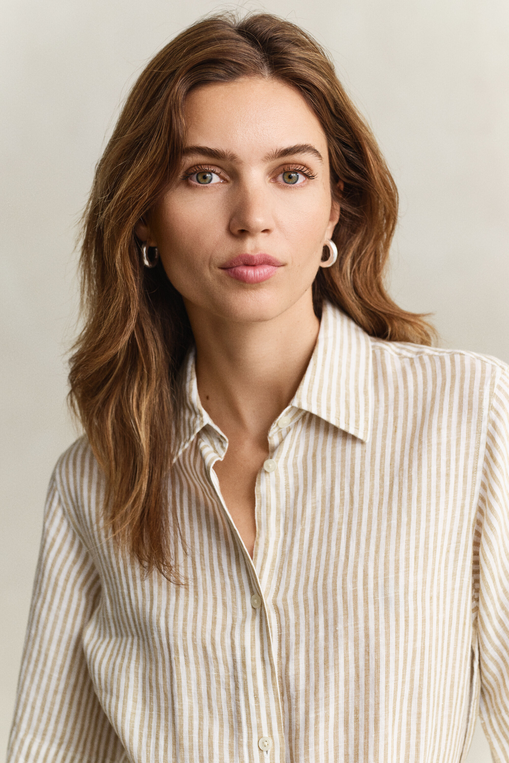 Robe-chemise en lin à rayures