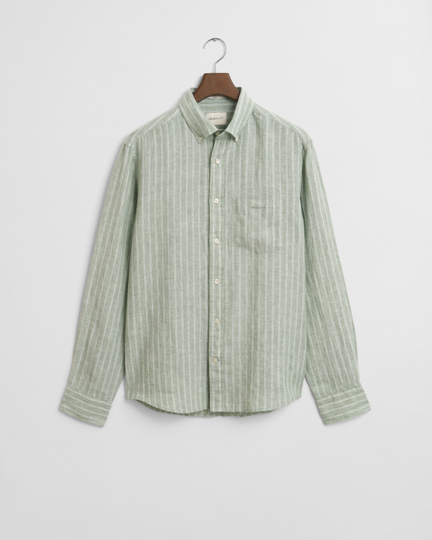 Chemise coupe regular en lin &agrave; rayures