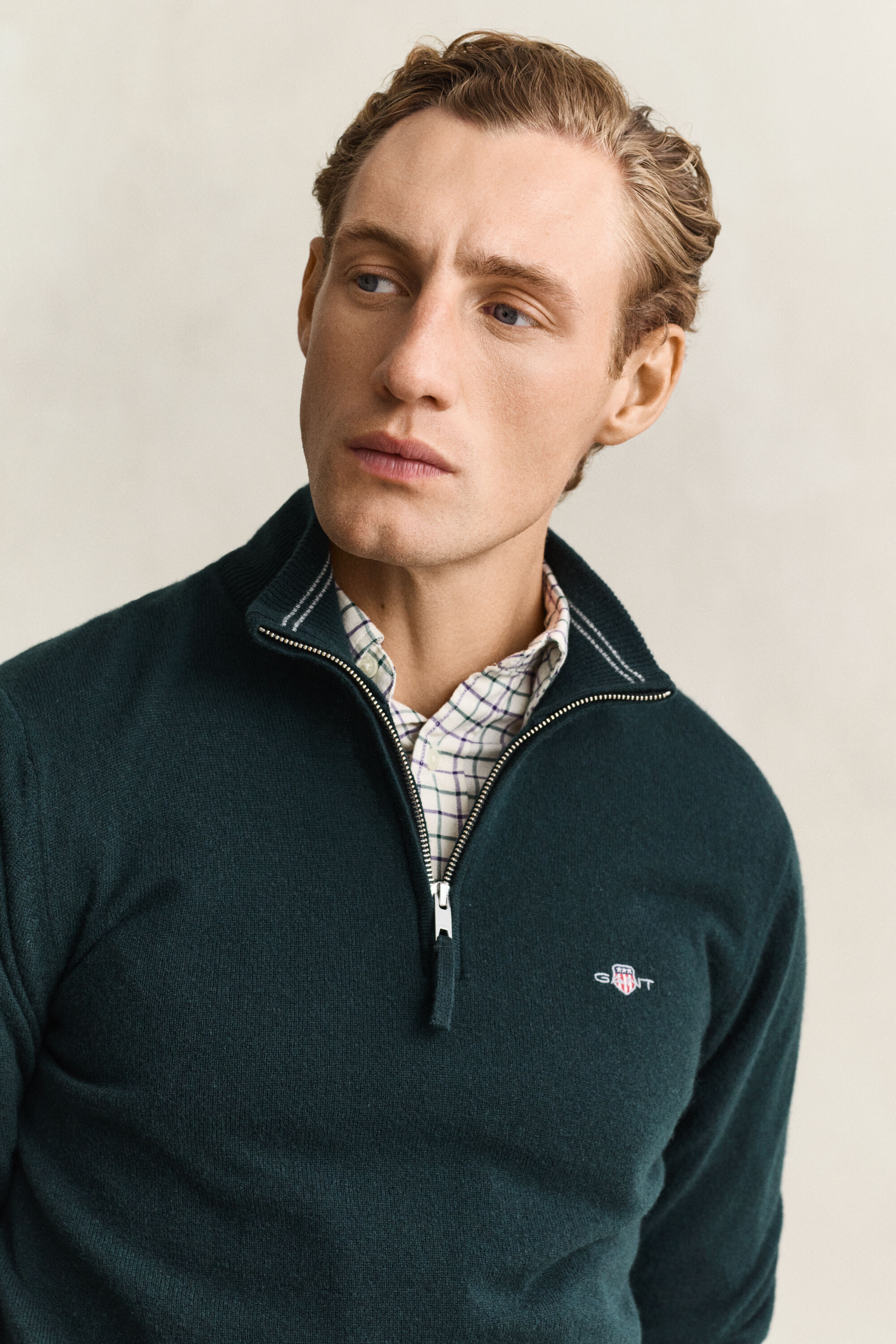 Pull à demi-zip en laine d’agneau