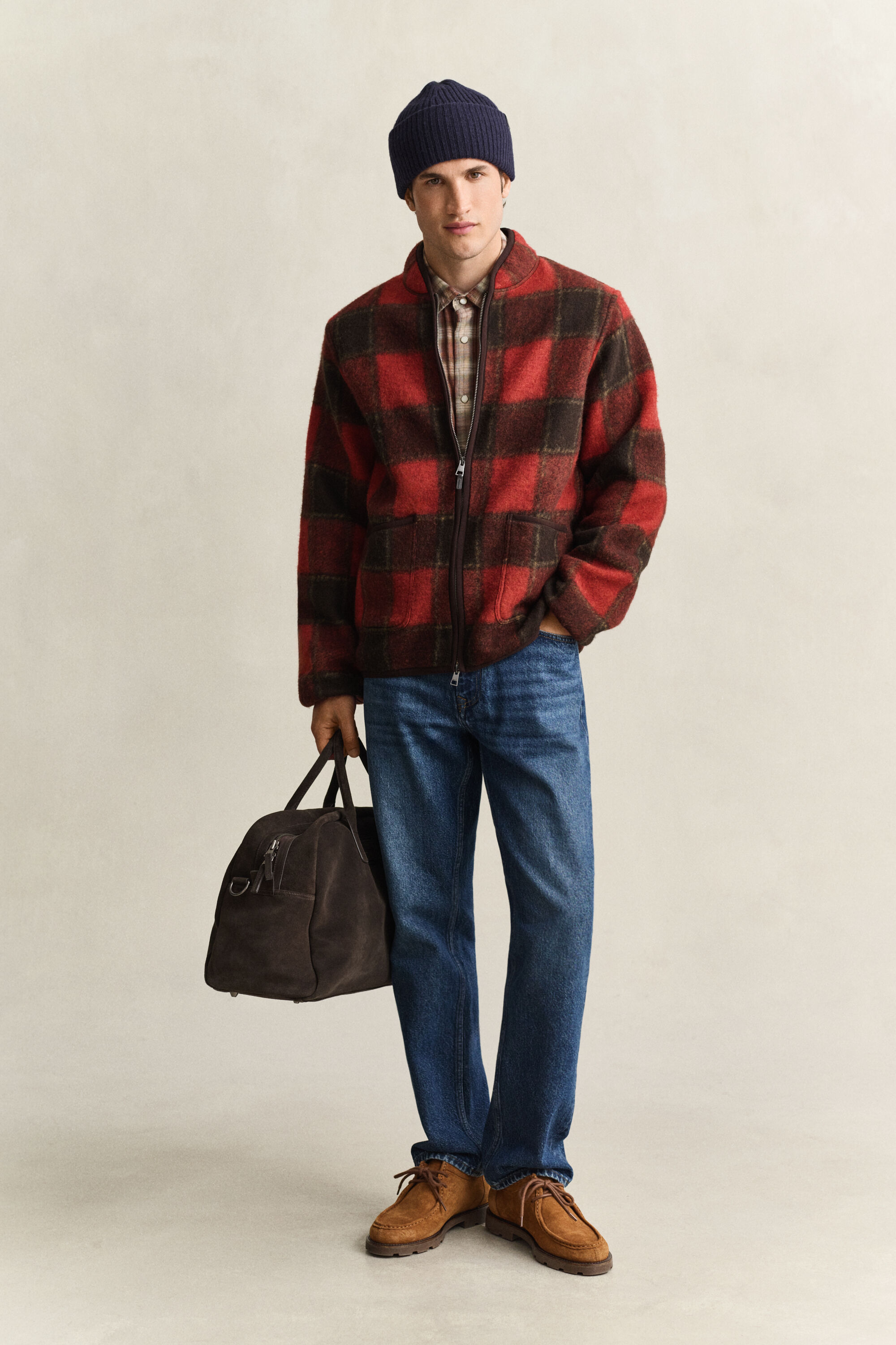 Veste en polaire à carreaux