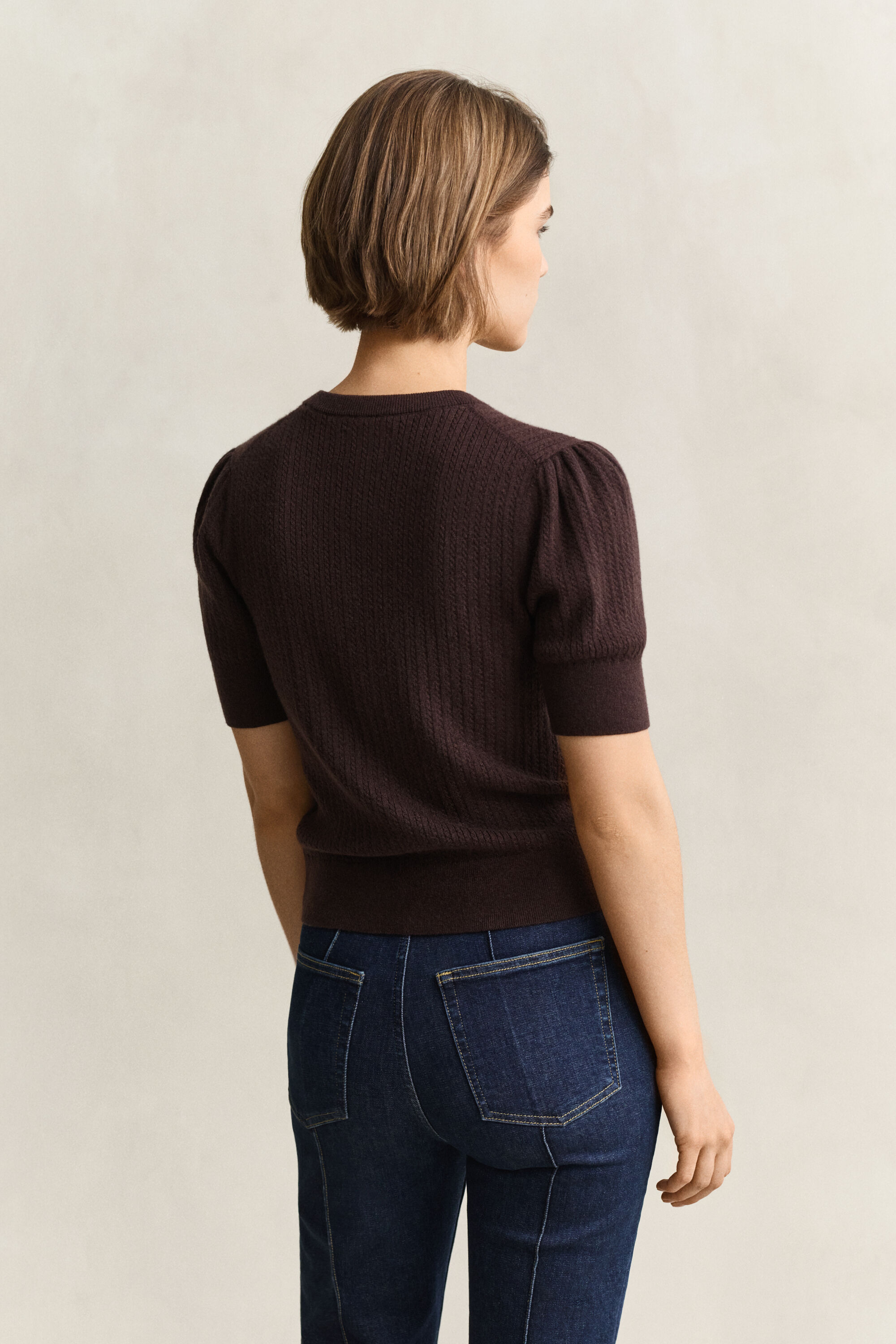 Cardigan à manches courtes en maille torsadée