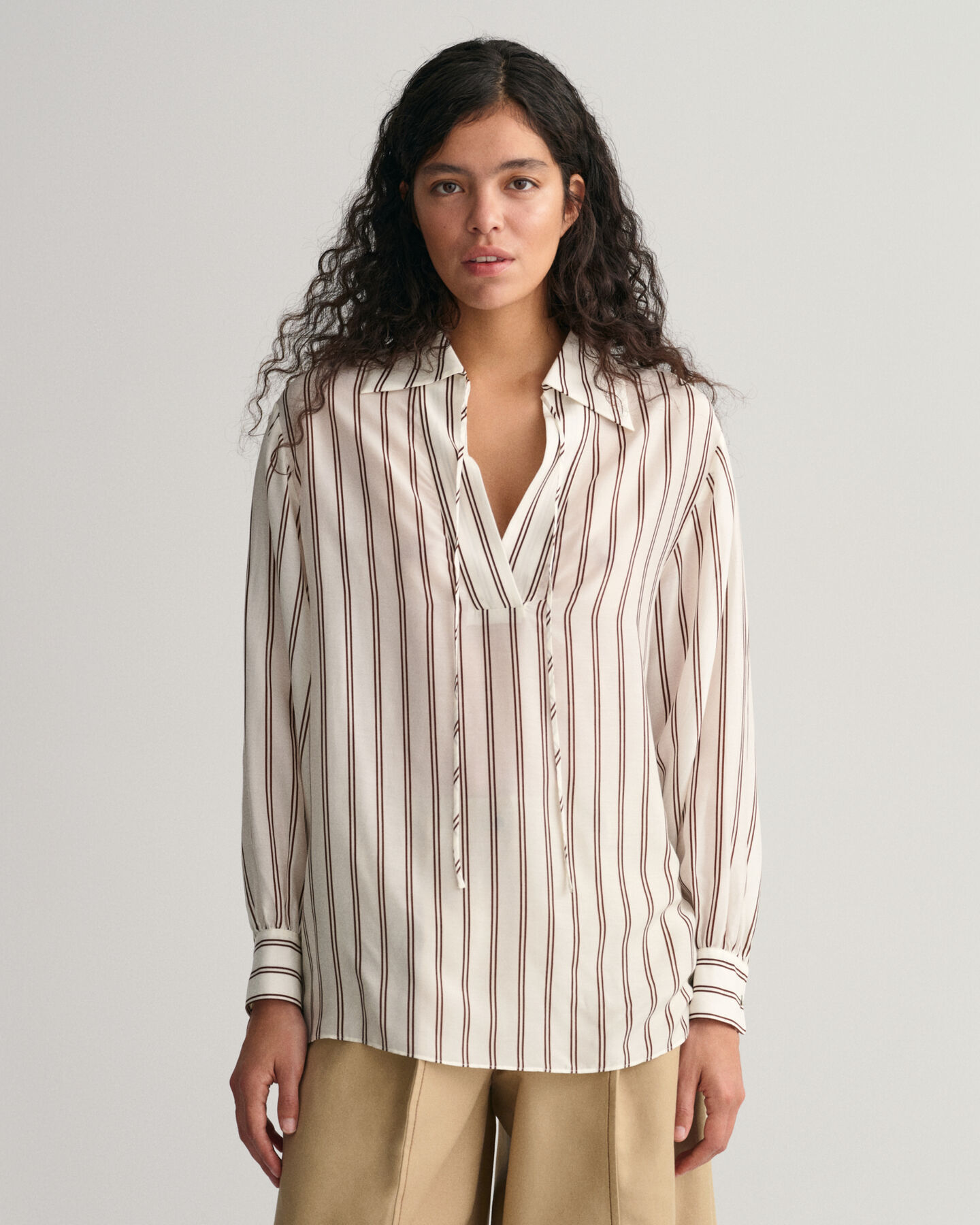 Striped V-Neck Blouse