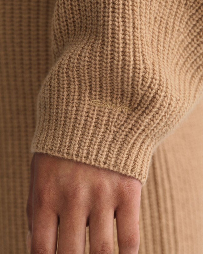 Robe col V en laine c&ocirc;tel&eacute;e