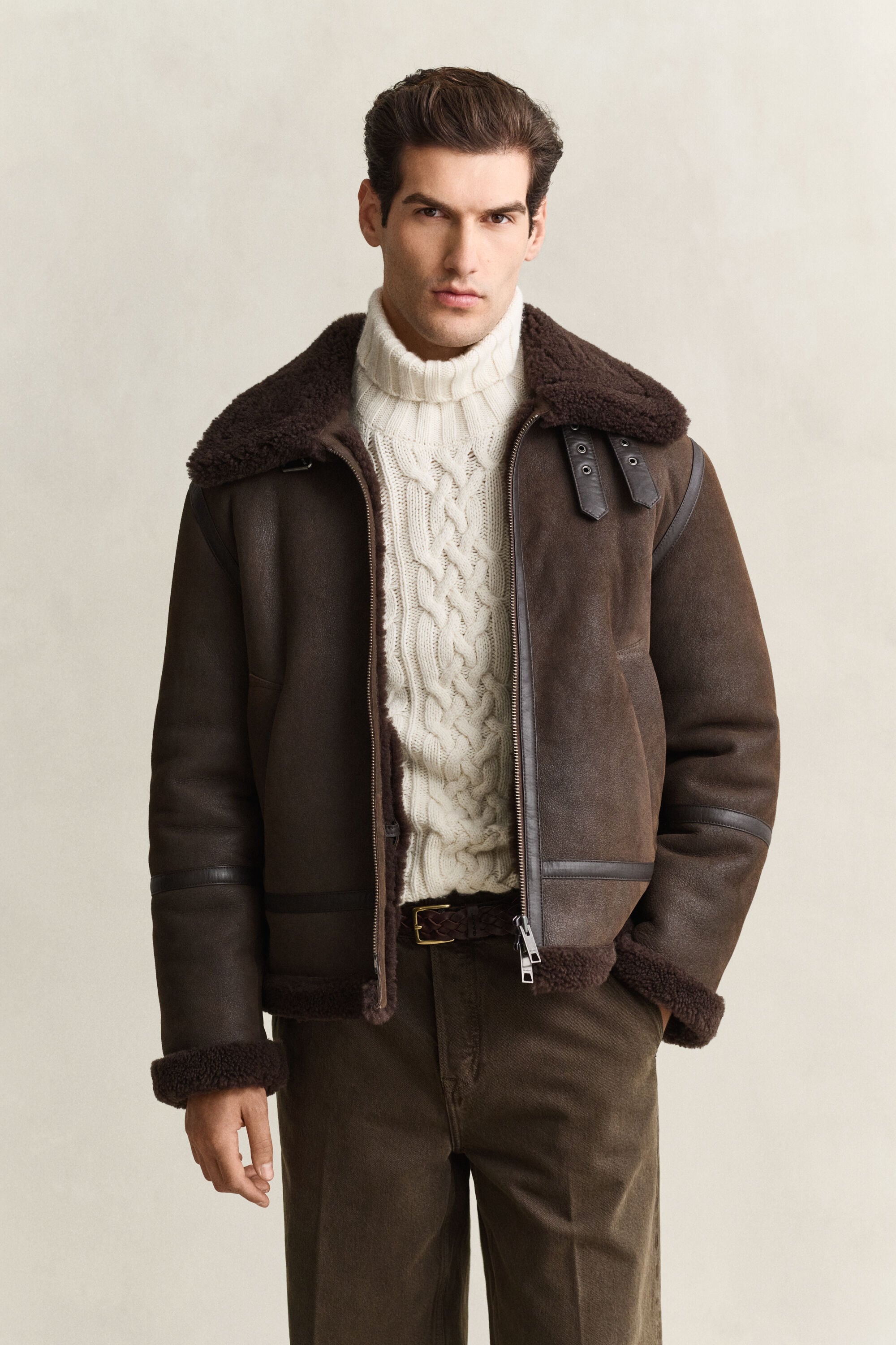 Veste en peau lainée