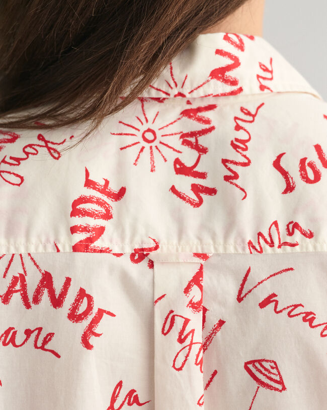 Chemise relaxed fit &agrave; manches courtes avec texte imprim&eacute;