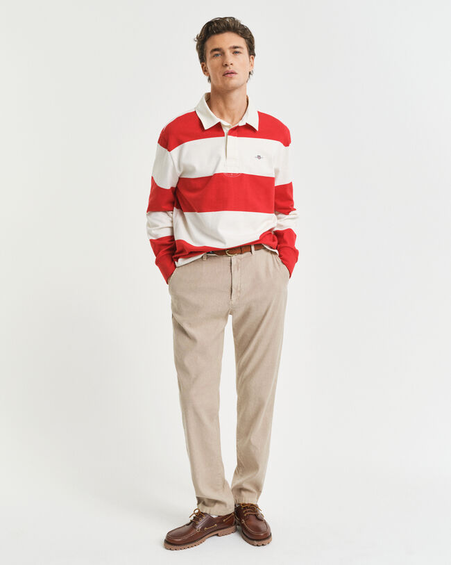 Pantalon chino coupe slim en coton et lin