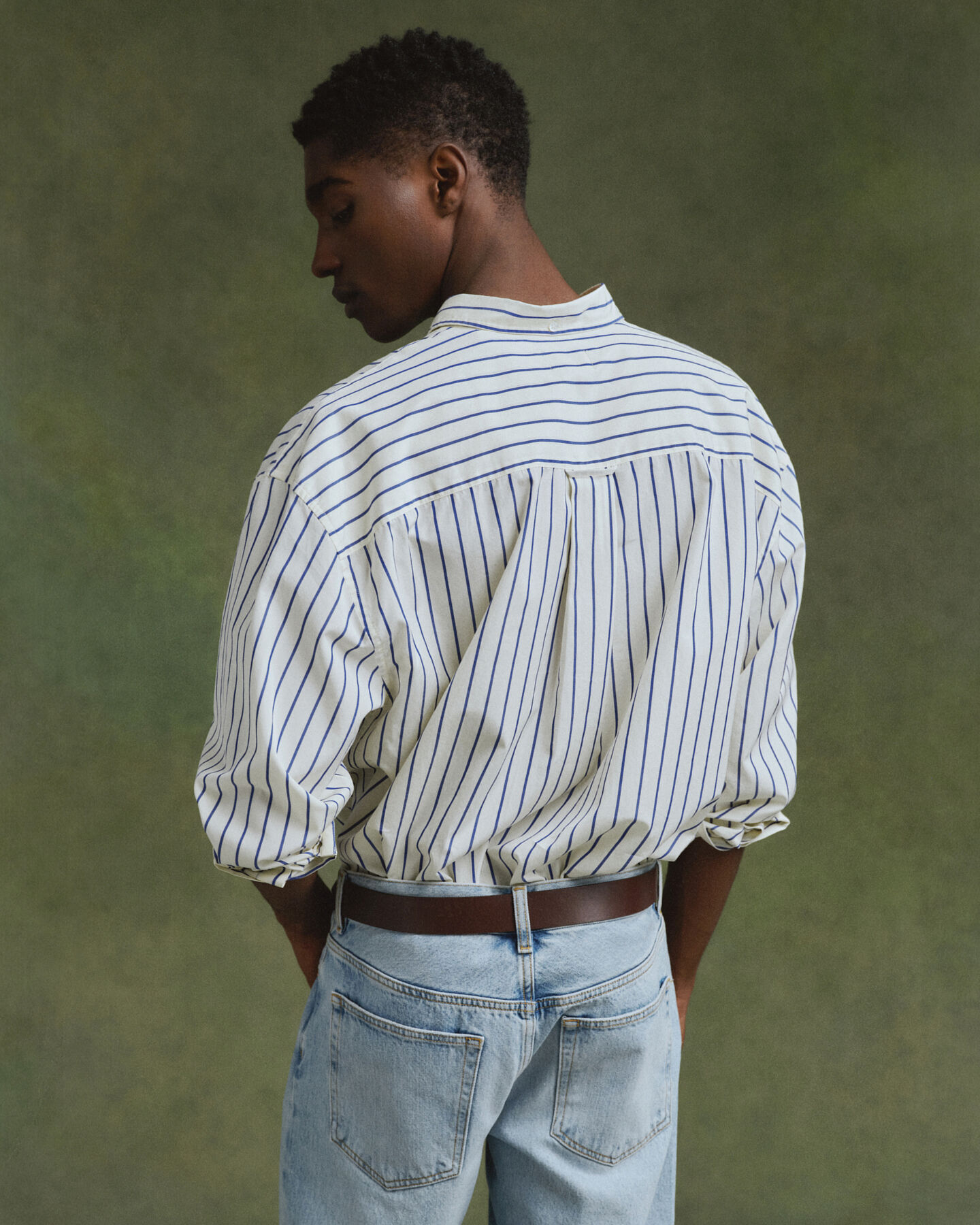 Chemise ultra-ample en popeline &agrave; rayures