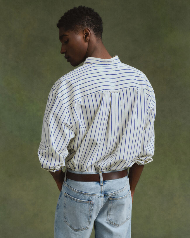 Chemise ultra-ample en popeline &agrave; rayures