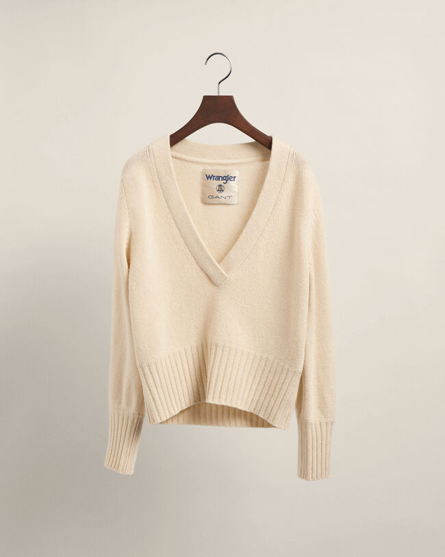 Pull col V en cachemire mélangé Varsity Wrangler x GANT