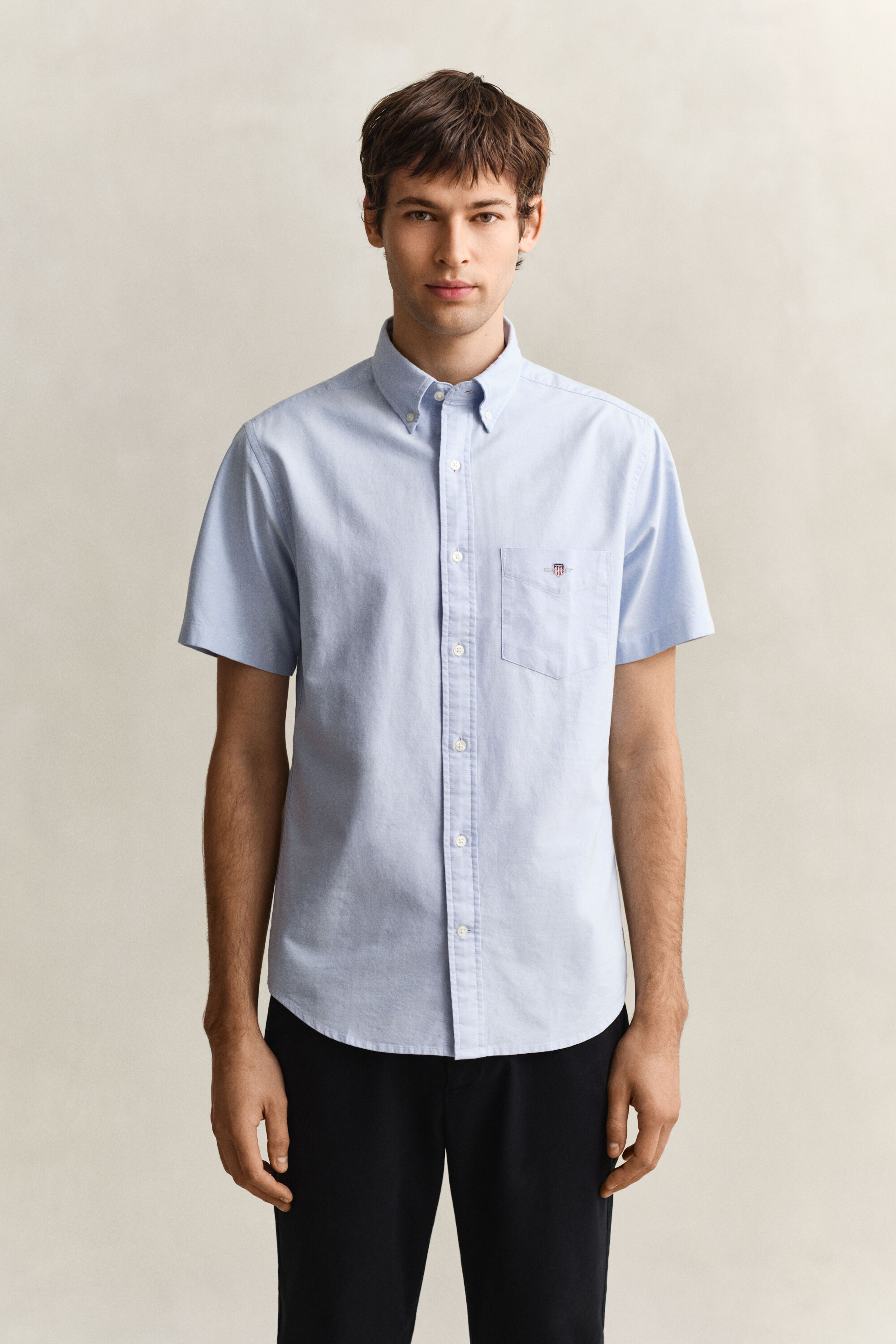 Chemise à manches courtes en coton Oxford classique