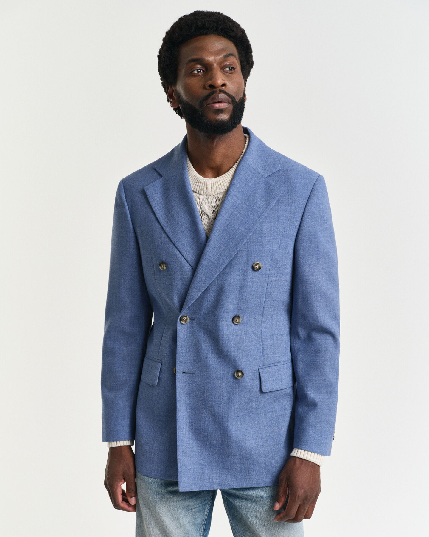 Veste de costume coupe regular en laine moulinée