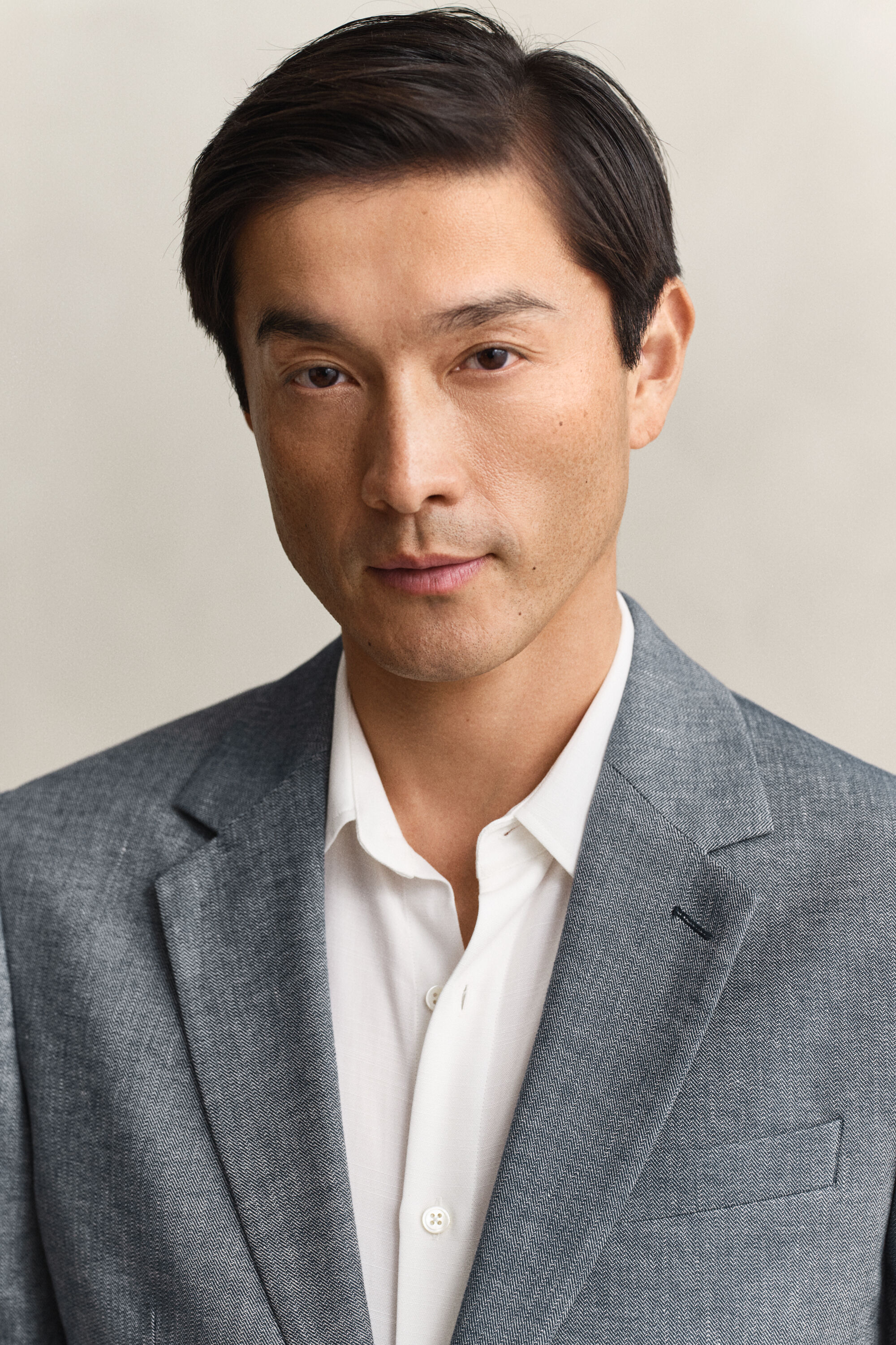 Veste de costume indigo à chevrons