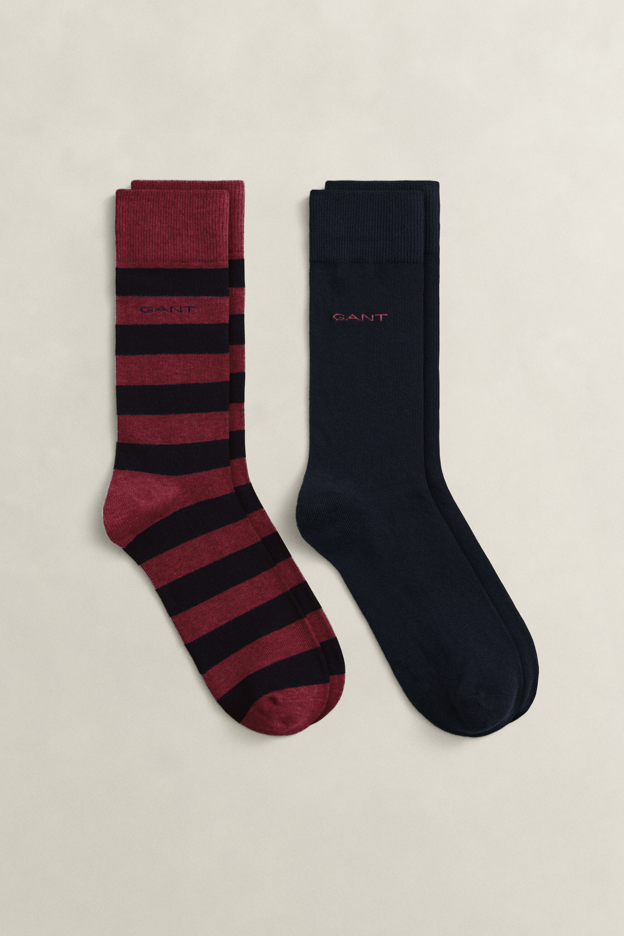 Lot de 2 paires de chaussettes unies et à larges rayures