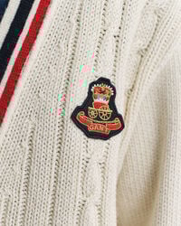 Cardigan col V en maille torsadée Gant Varsity