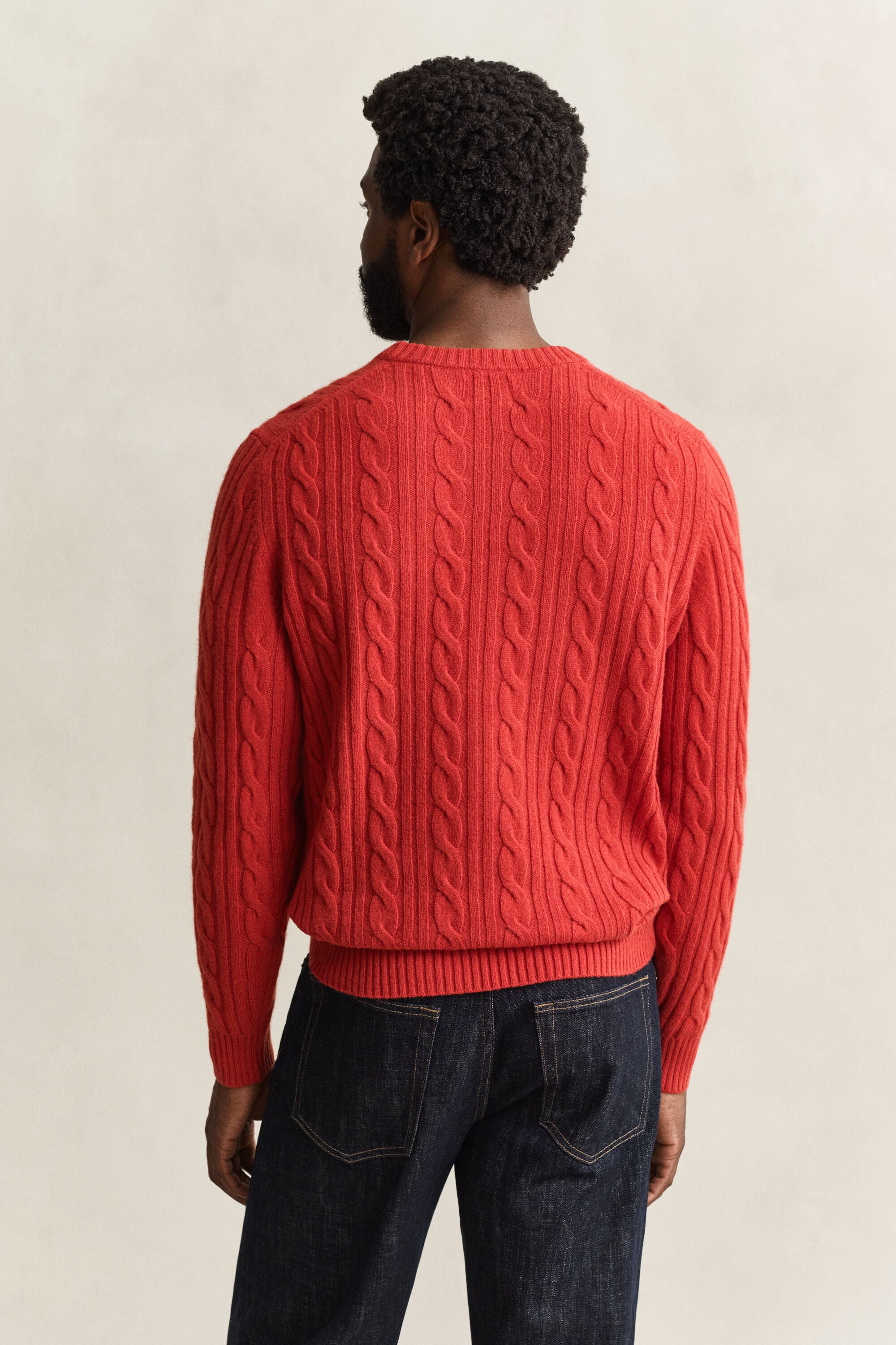 Pull col rond en maille torsadée en laine d'agneau