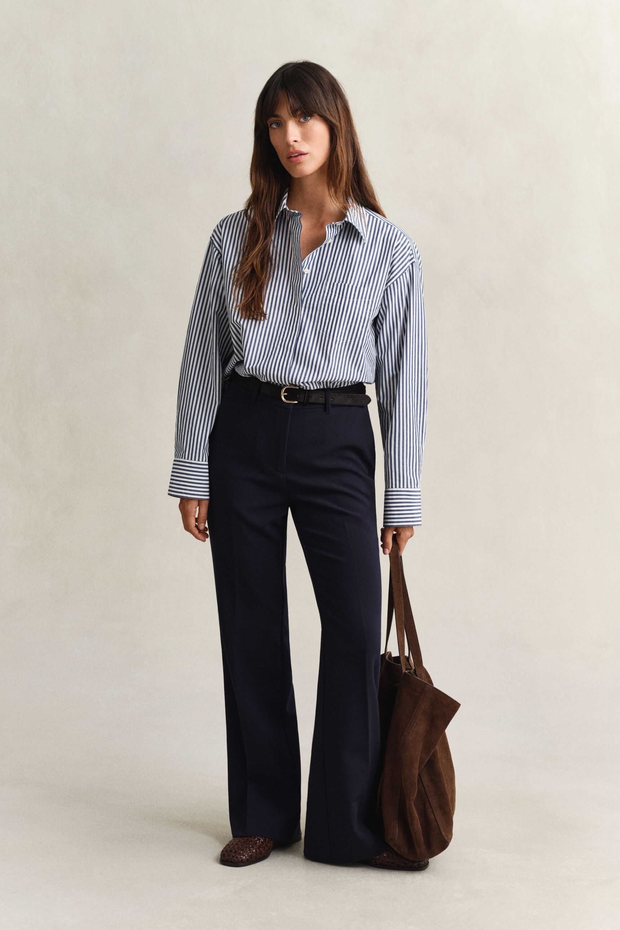 Chemise en popeline à rayures