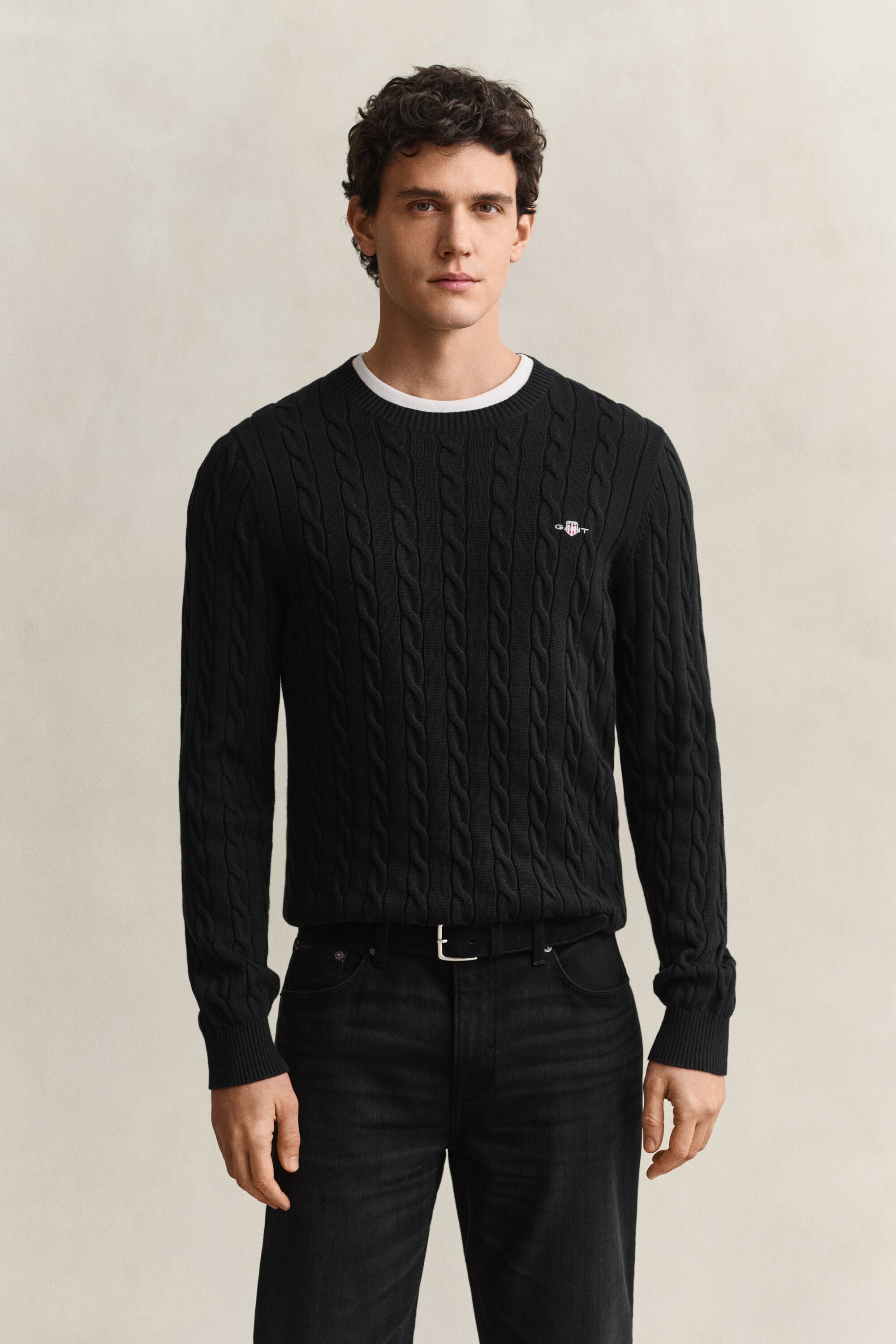 Pull col rond en maille de coton torsadée