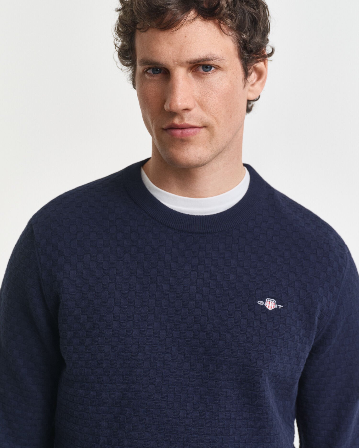 Pull col rond micro texturé