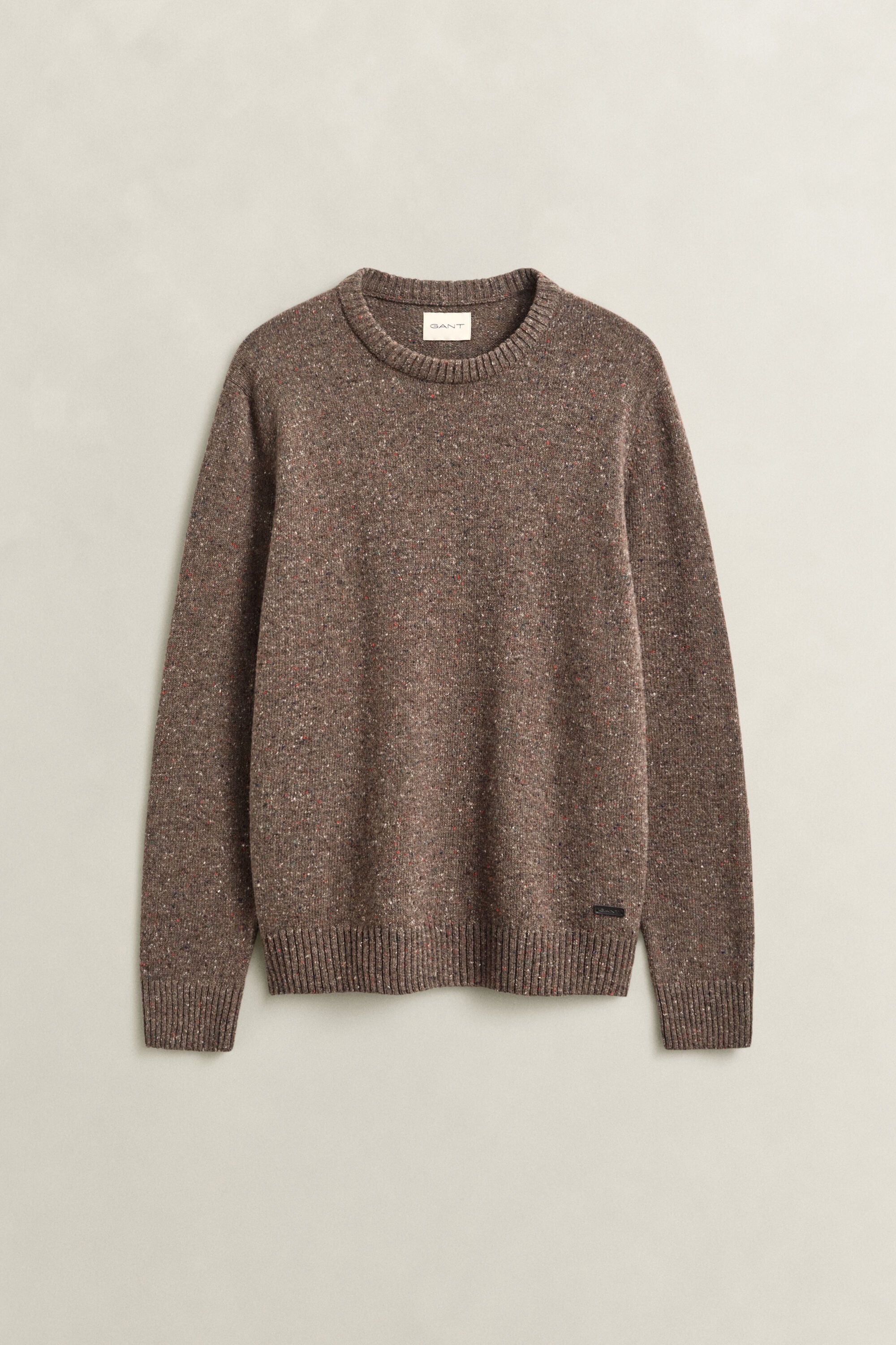 Pull col rond en laine mélangée mouchetée