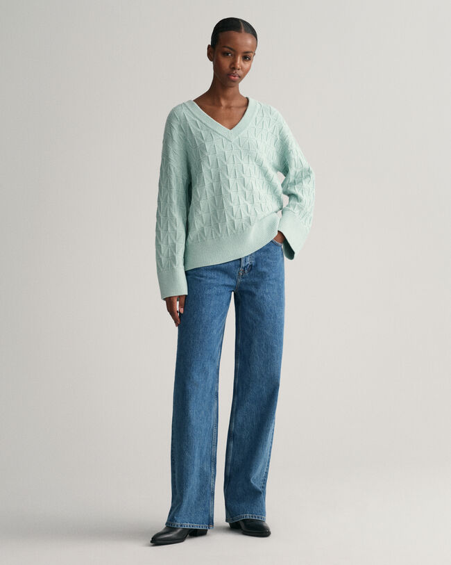 Pull col V &agrave; chevrons