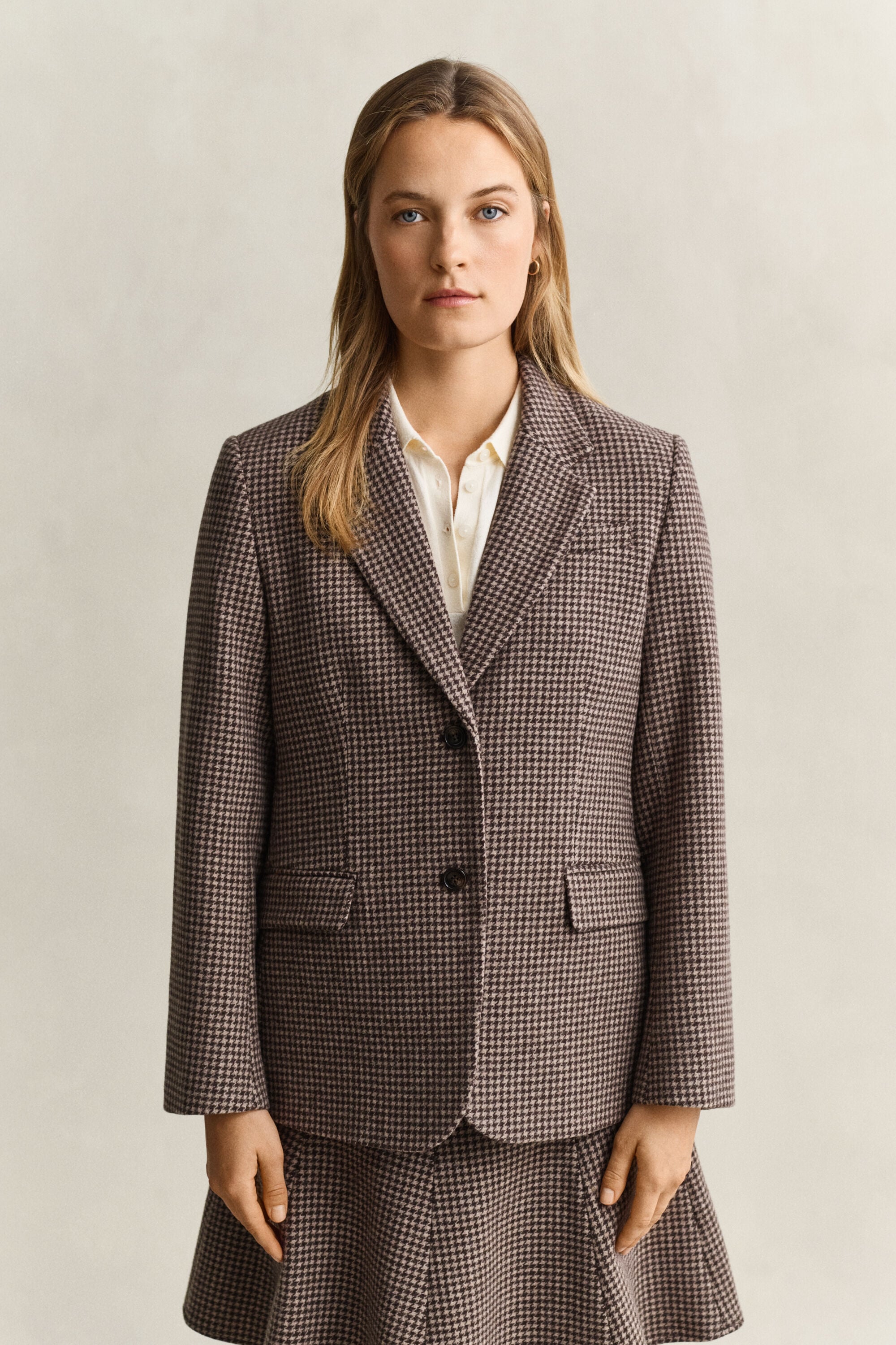 Veste blazer à motif pied-de-poule