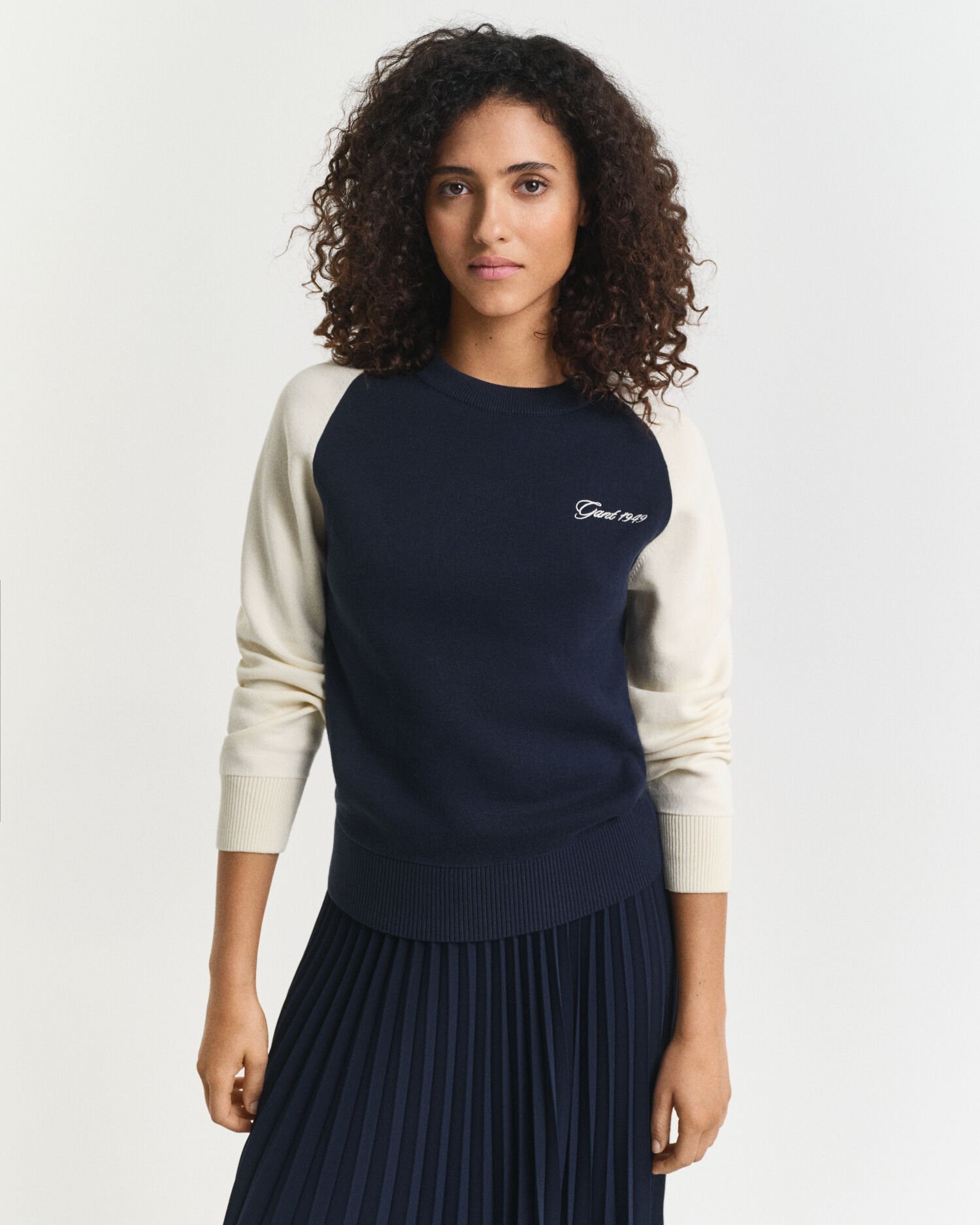 Pull col rond en colour-block