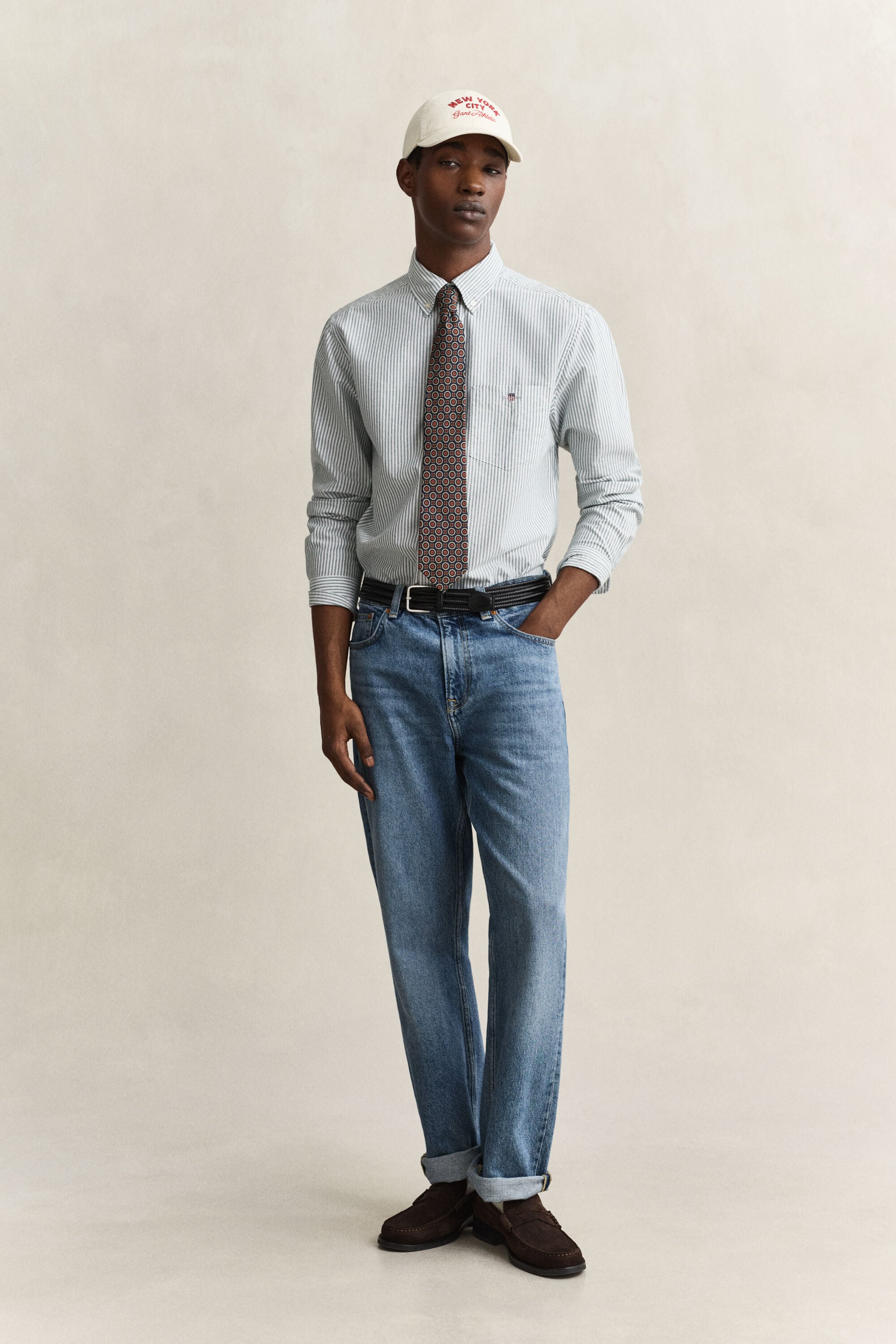 Chemise en coton Oxford regular classique à rayures