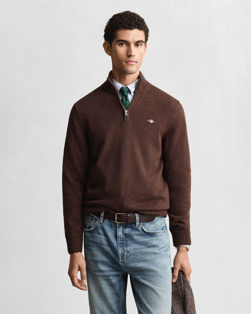 Pull en coton décontracté à demi-zip