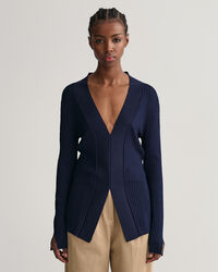 Haut col V c&ocirc;tel&eacute; &agrave; manches longues