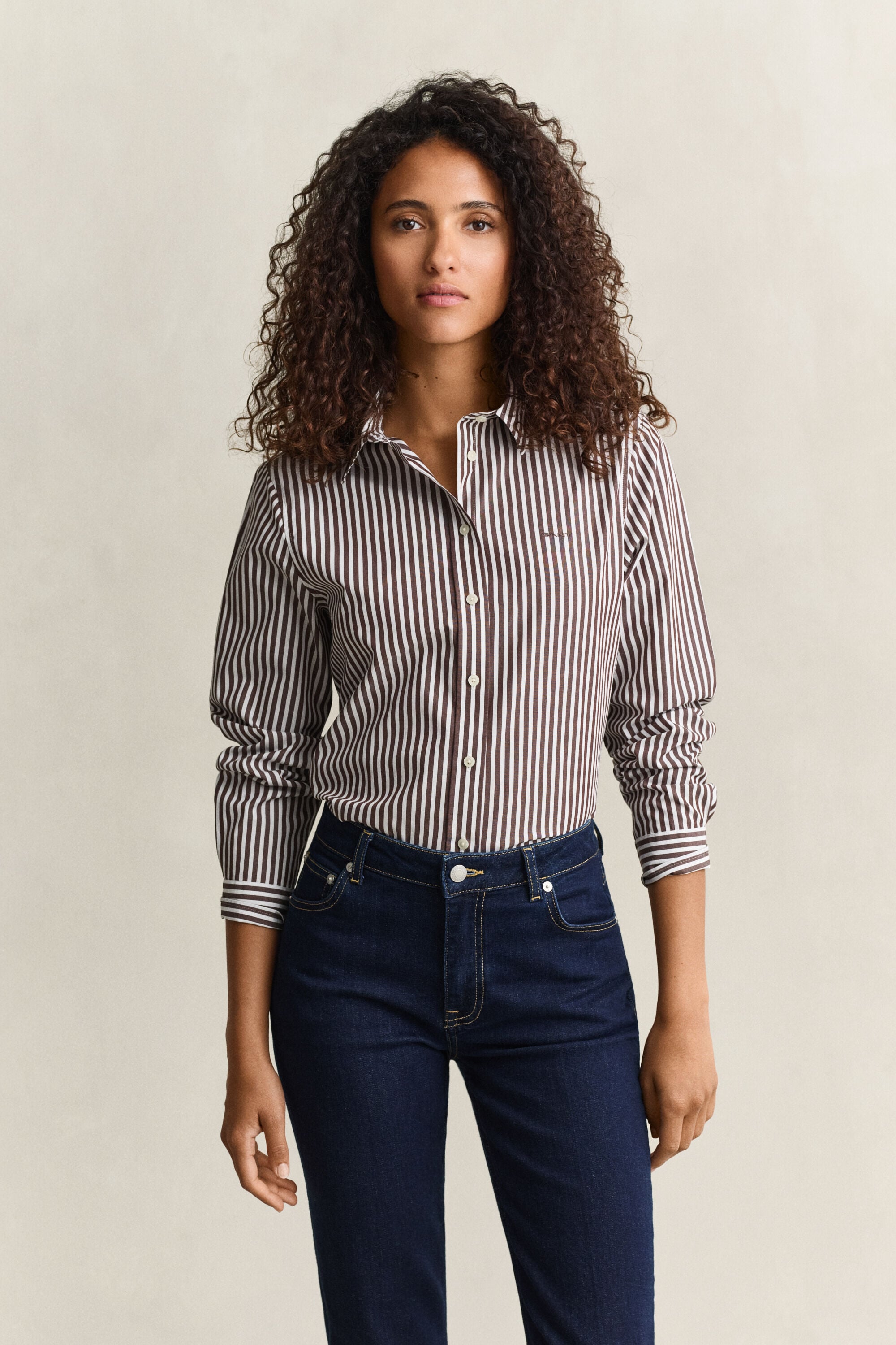 Chemise regular en popeline à rayures classique