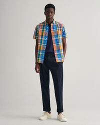 Chemise regular fit &agrave; carreaux madras color&eacute;s et manches courtes
