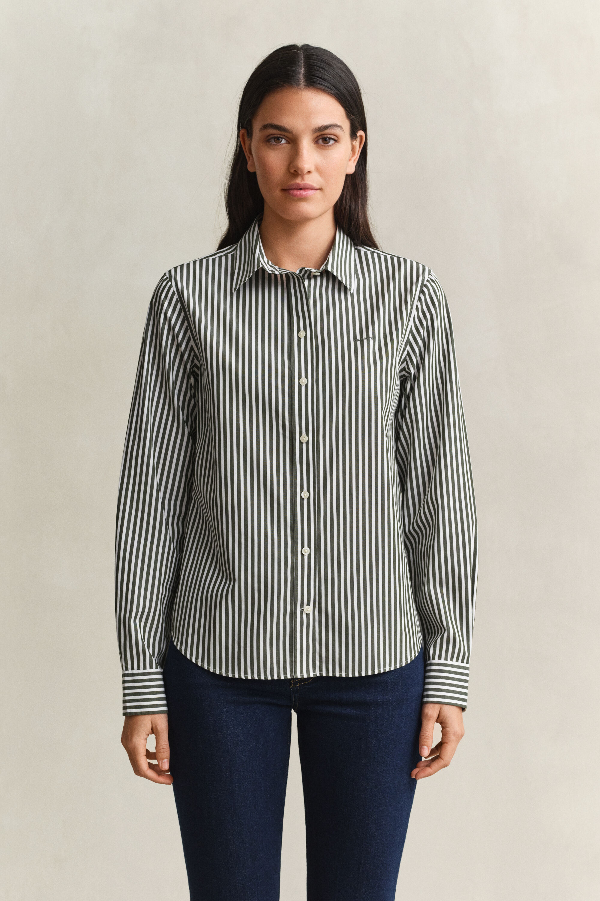 Chemise classique coupe regular en popeline à rayures