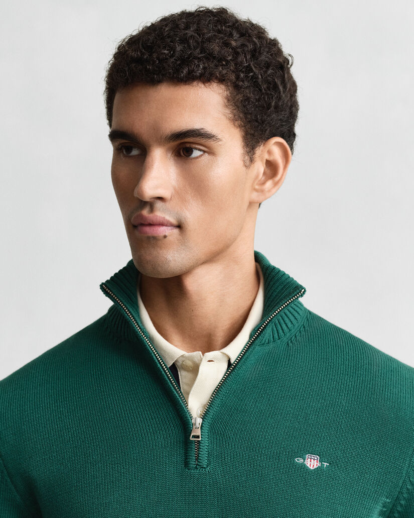 Pull en coton décontracté à demi-zip