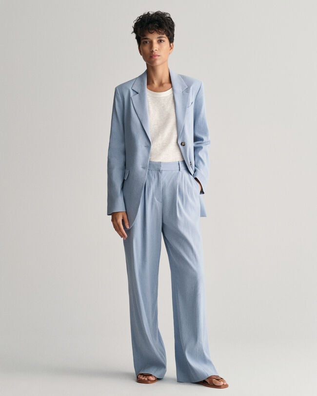 Pantalon habillé relaxed fit en lin stretch