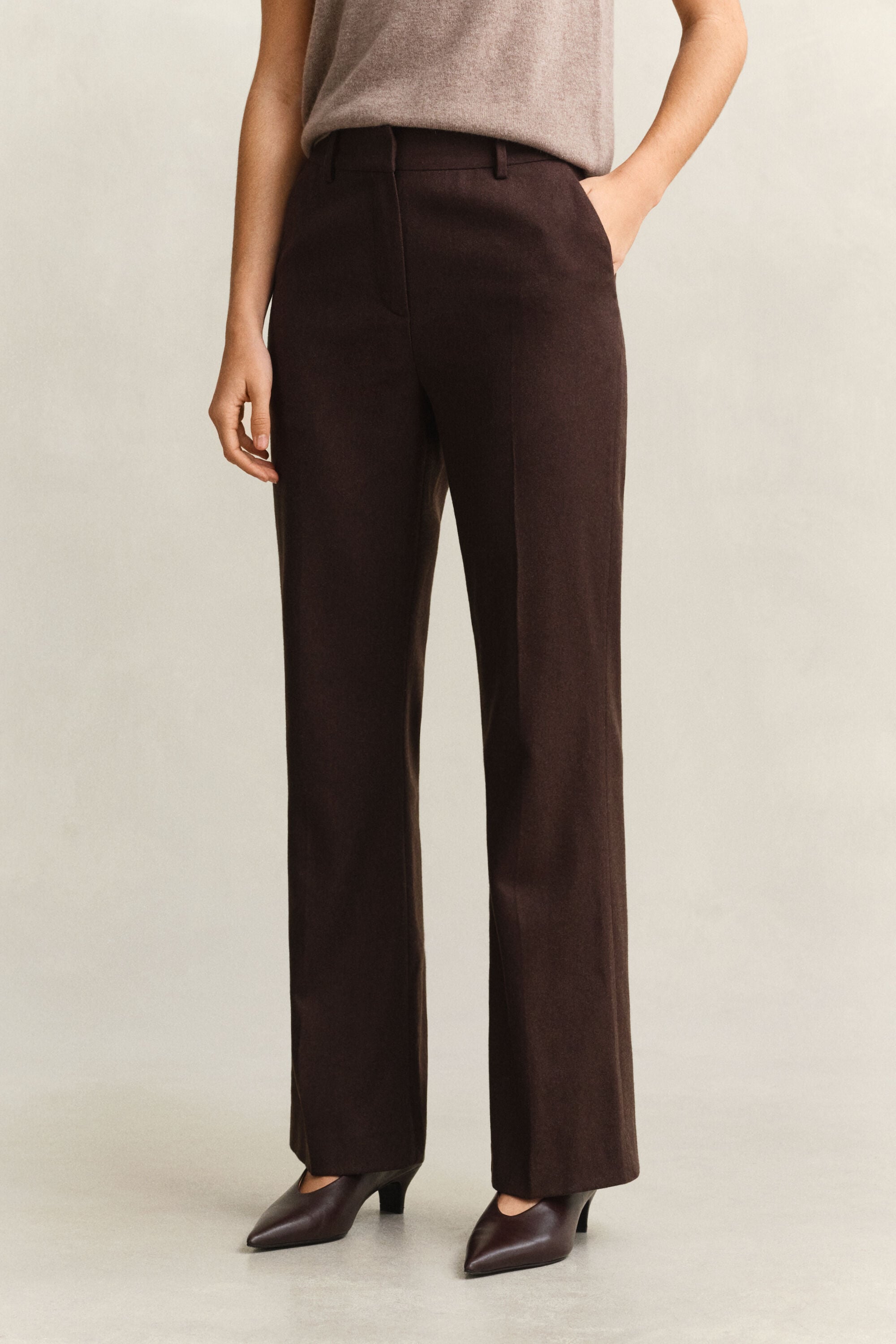 Pantalon coupe slim évasé en flanelle