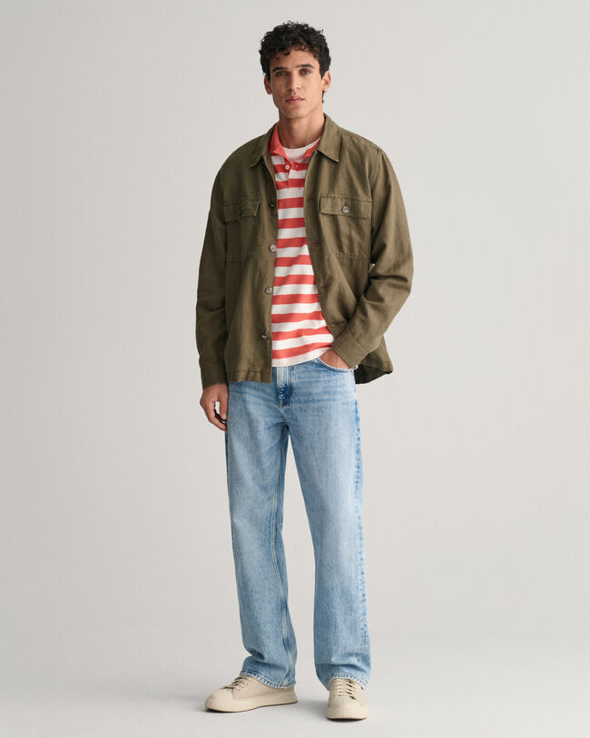 Polo en coton piqu&eacute; &agrave; larges rayures