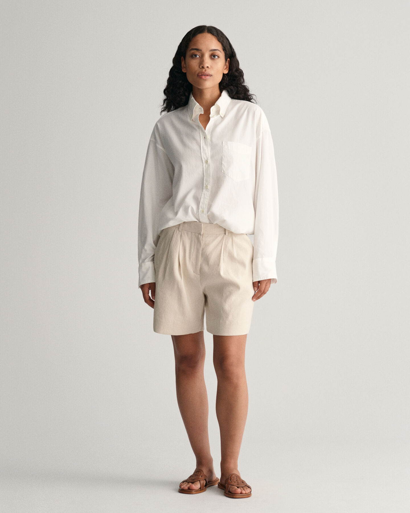 Short habillé en lin stretch