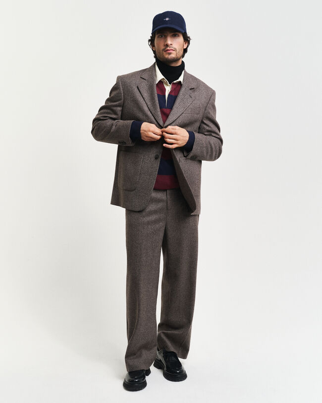 Veste blazer de costume relaxed fit en laine moulin&eacute;e