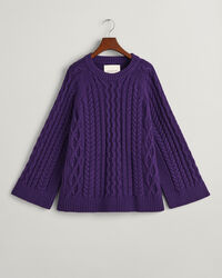 Pull ras du cou ultra-ample en maille torsad&eacute;e