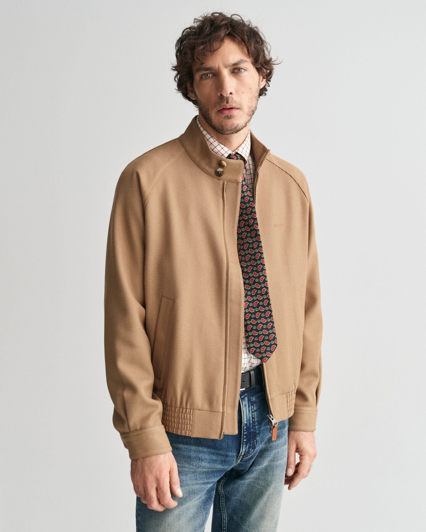 Veste Harrington en laine m&eacute;lang&eacute;e