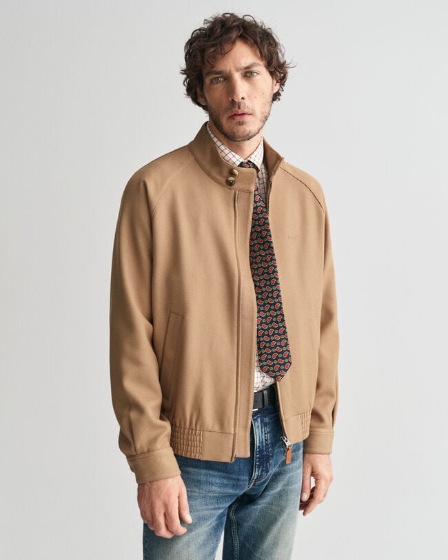 Veste Harrington en laine m&eacute;lang&eacute;e