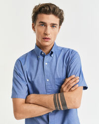 Chemise regular fit classique en coton Oxford à manches courtes