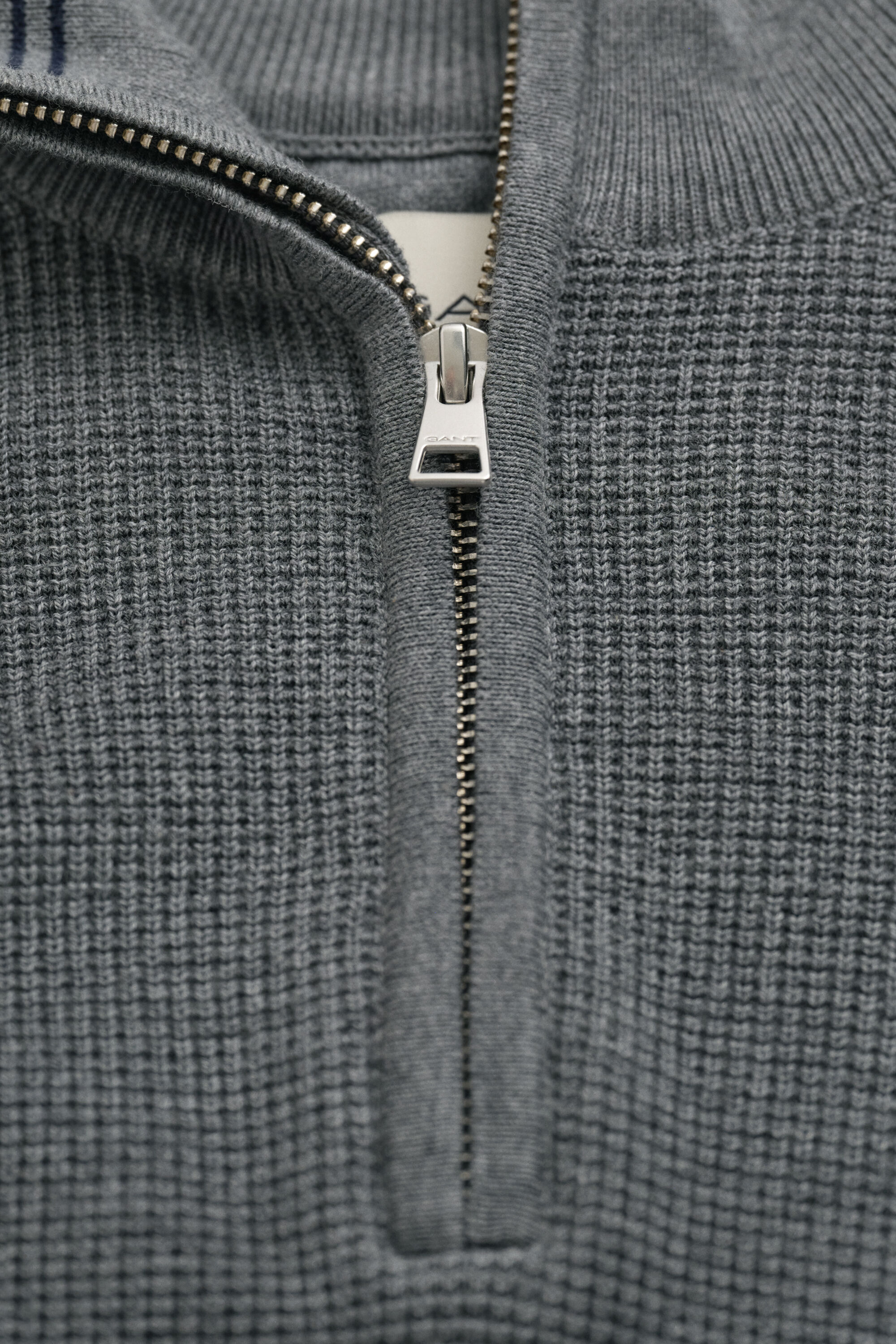 Pull à demi-zip en coton texturé