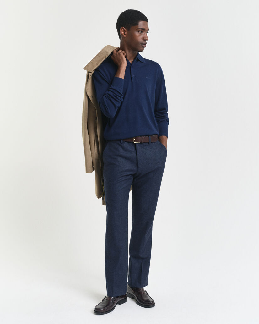 Pull fa&ccedil;on polo en laine m&eacute;rinos extrafine