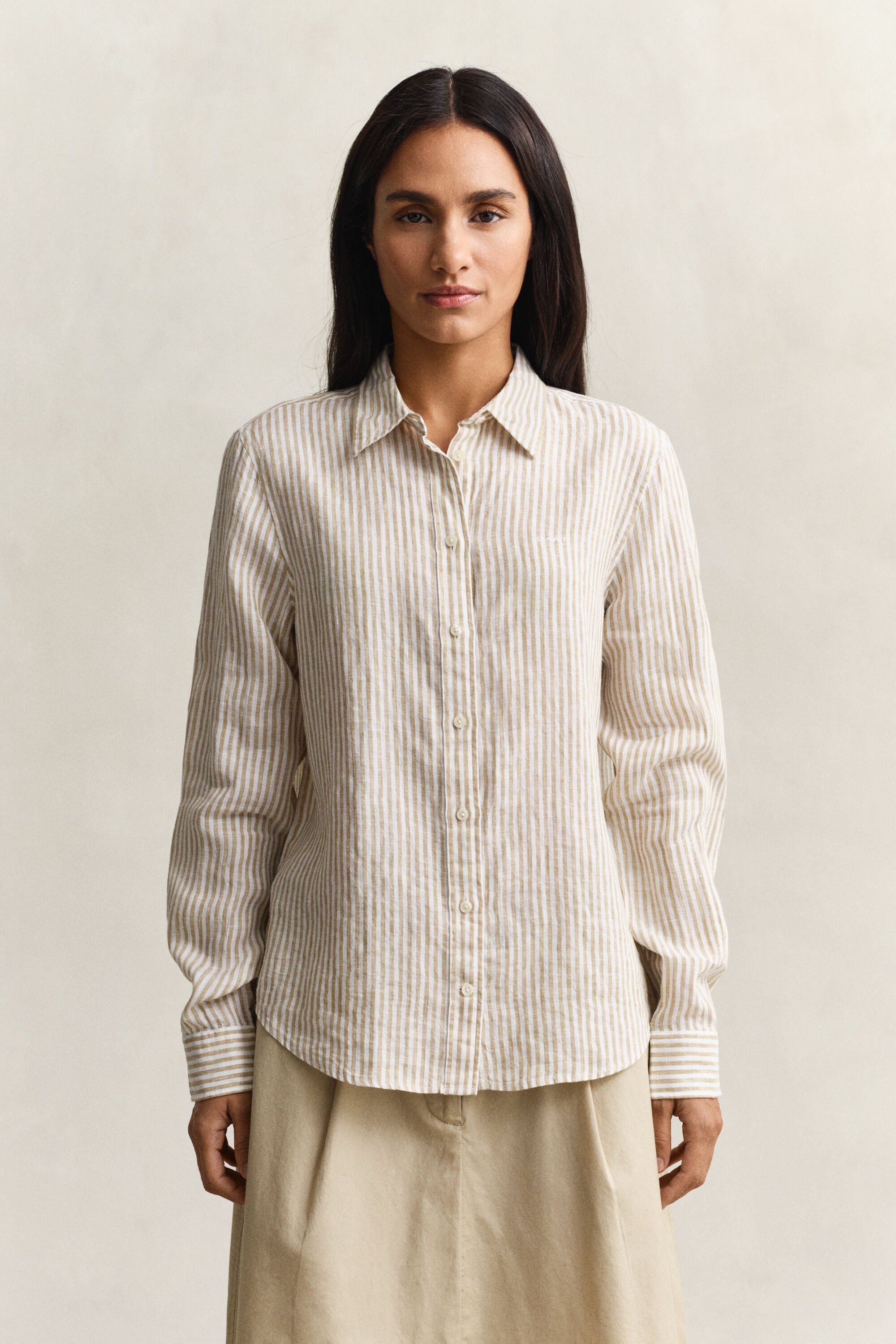 Chemise regular fit en lin à rayures