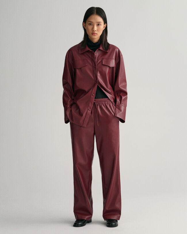 Pantalon relaxed fit en similicuir Pull-On