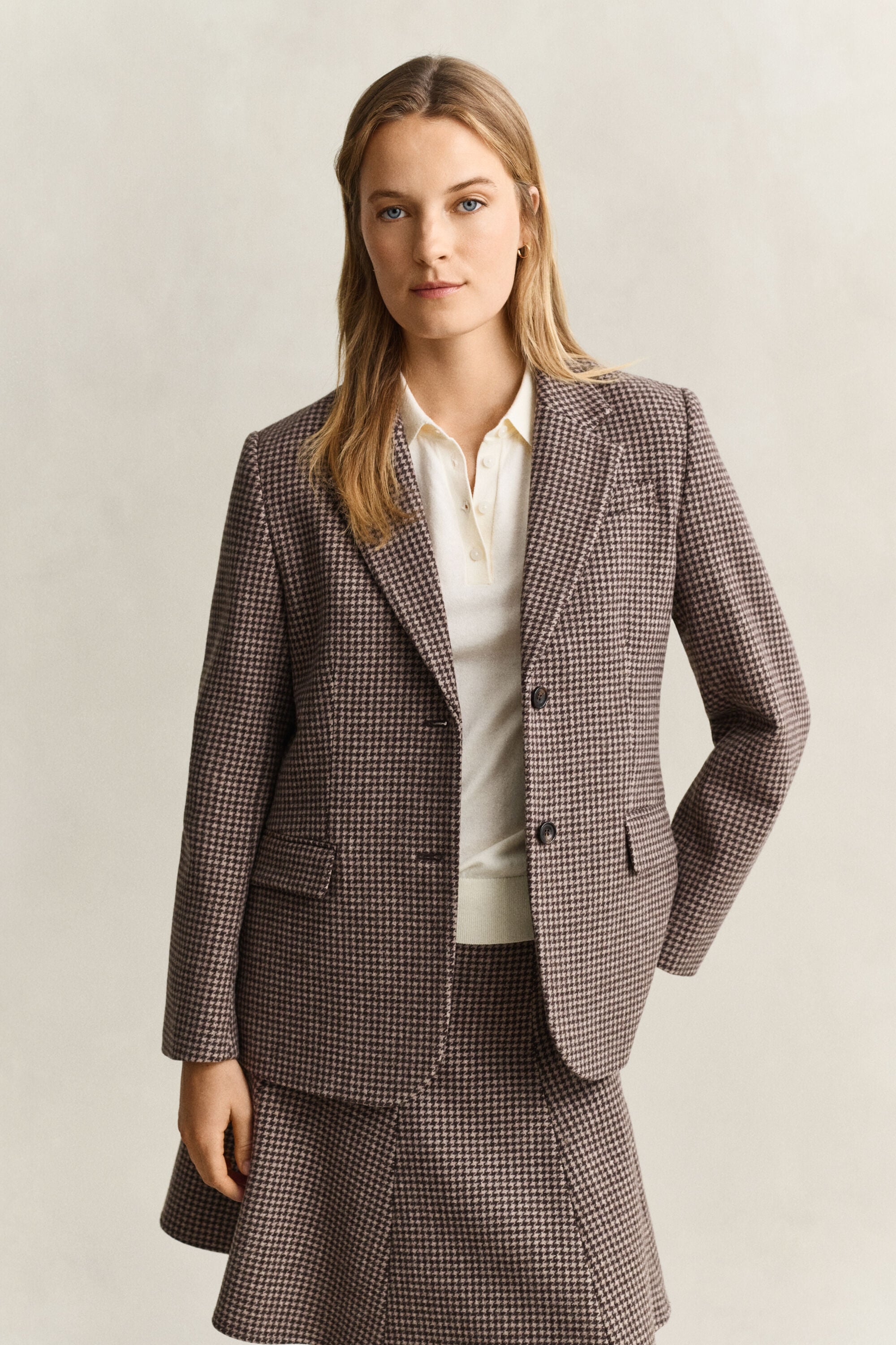 Veste blazer à motif pied-de-poule