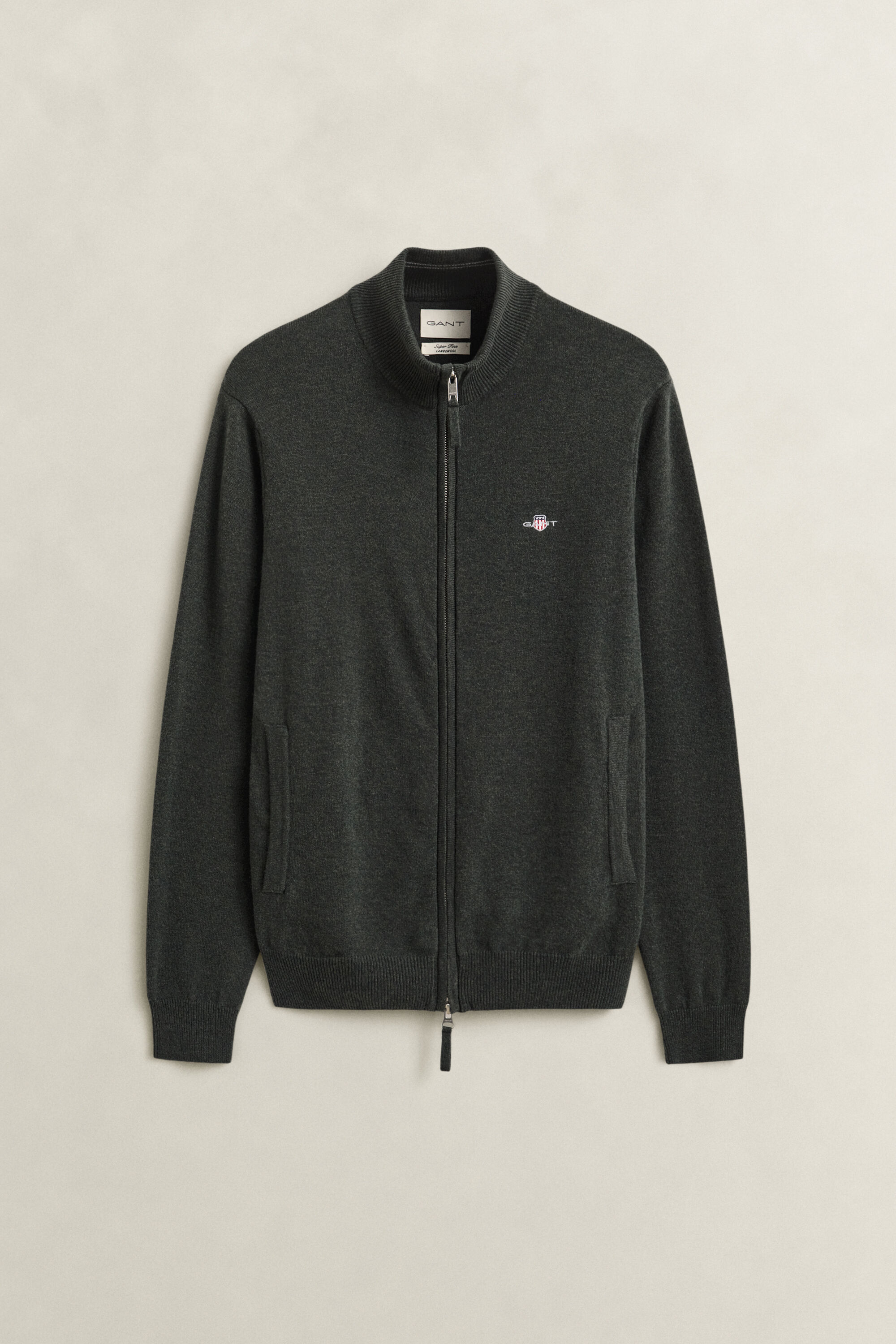 Cardigan zippé en laine d’agneau