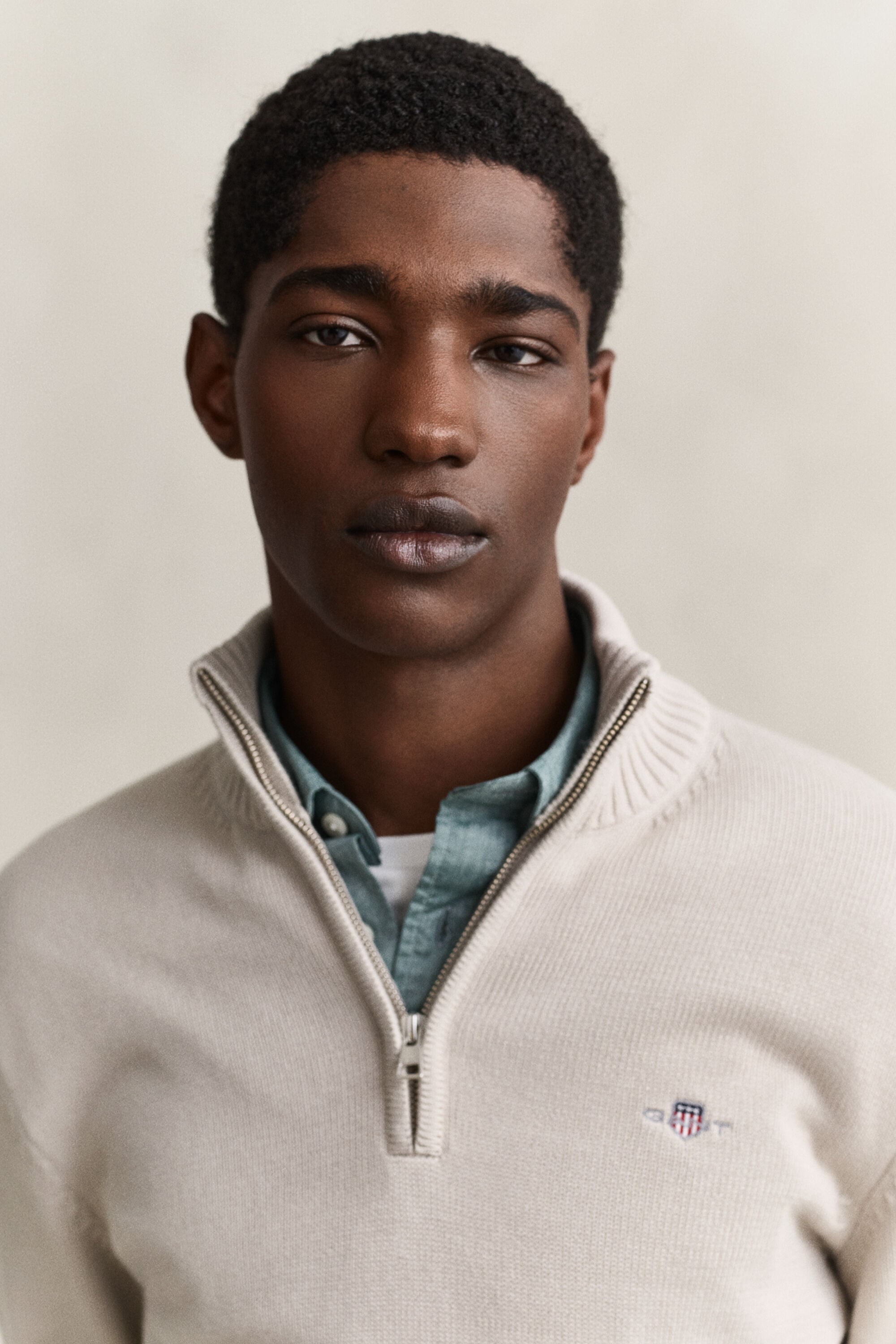 Pull en coton décontracté à demi-zip